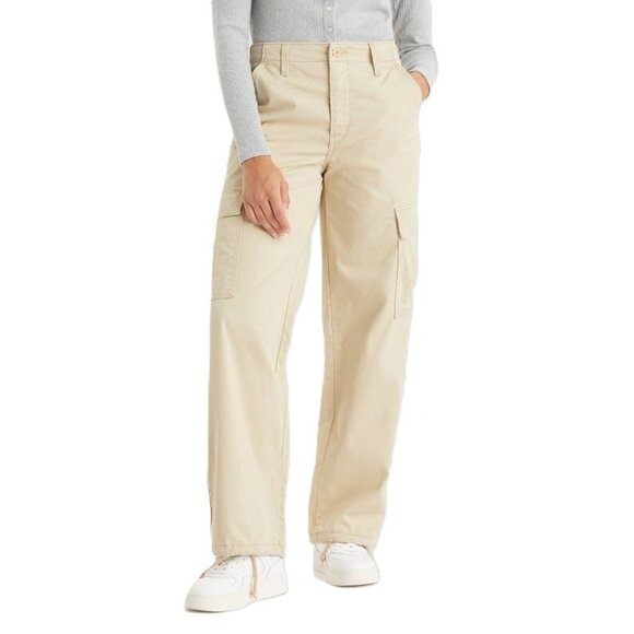 Levi's 94's Baggy Mid Rise Safari Khaki Cargo Wide Leg Pants -- Women's 30 x 30 - Picture 1 of 6